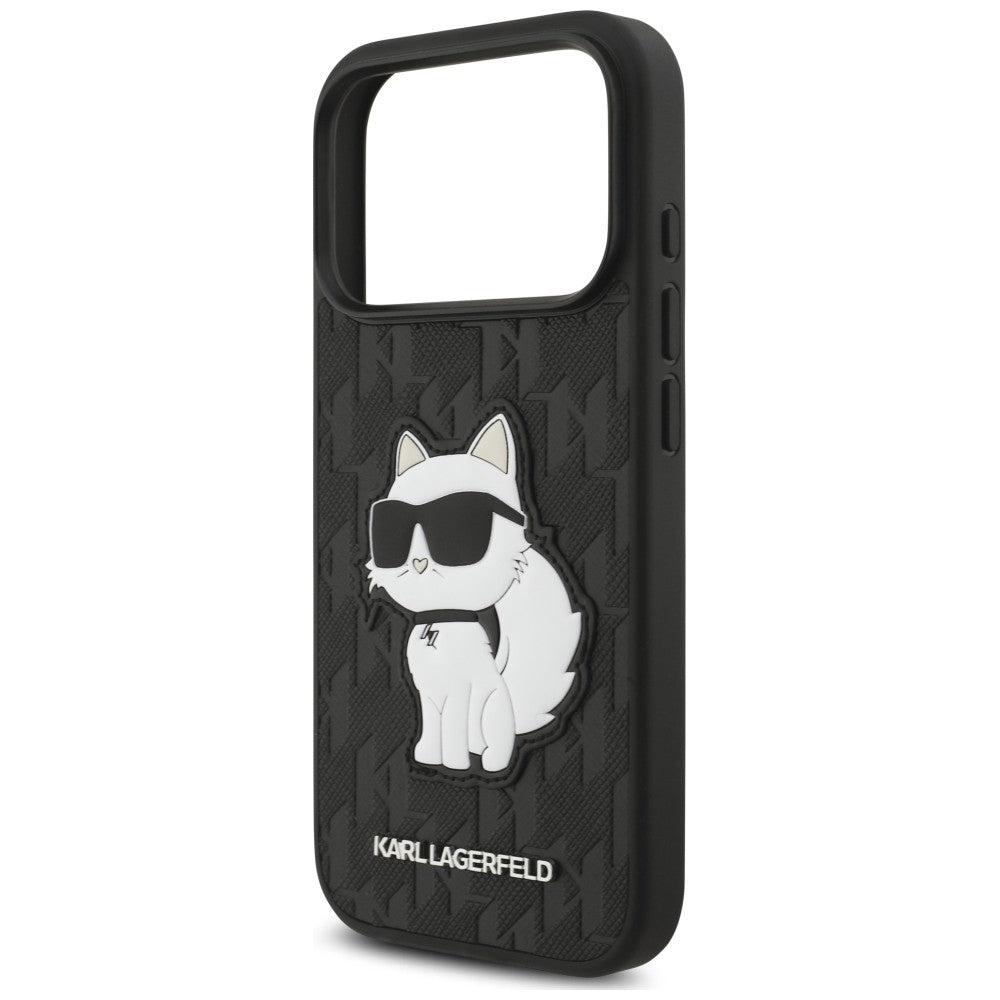 Maska za Apple iPhone 18 Pro / 17 Pro, Karl Lagerfeld, Saffiano Mono Patch Choupette, crna