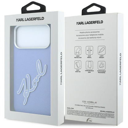 Futrola za Apple iPhone 18 Pro / 17 Pro, Karl Lagerfeld, Smooth Big Resin Signature Logo, Plava
