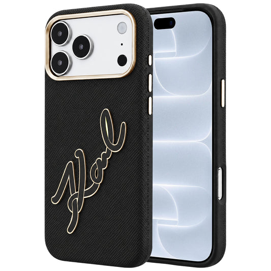 Futrola za Apple iPhone 18 Pro / 17 Pro, Karl Lagerfeld, Smooth Big Resin Signature Logo, Crna
