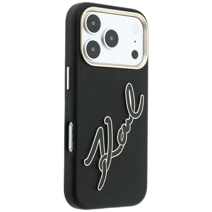 Futrola za Apple iPhone 18 Pro / 17 Pro, Karl Lagerfeld, Smooth Big Resin Signature Logo, Crna