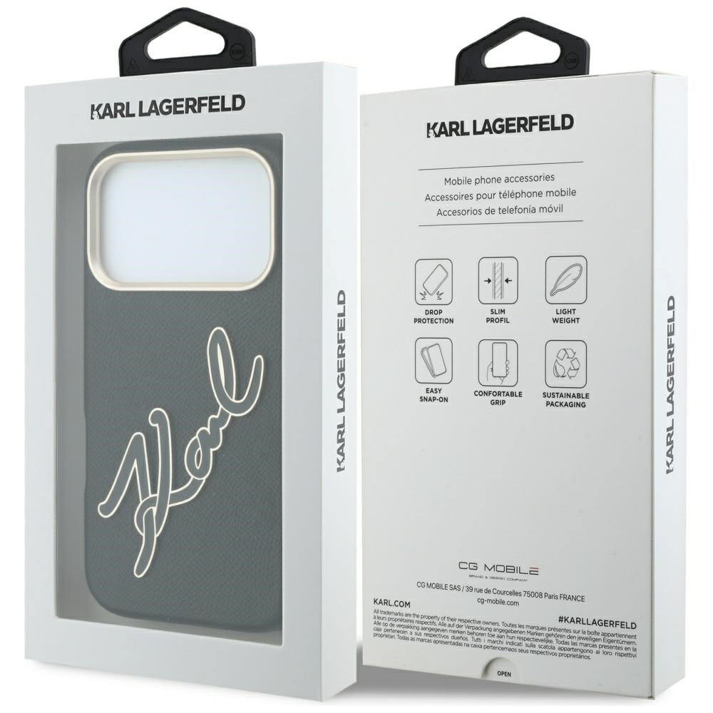 Futrola za Apple iPhone 18 Pro / 17 Pro, Karl Lagerfeld, Smooth Big Resin Signature Logo, Crna