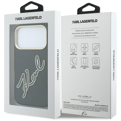 Futrola za Apple iPhone 18 Pro / 17 Pro, Karl Lagerfeld, Smooth Big Resin Signature Logo, Crna