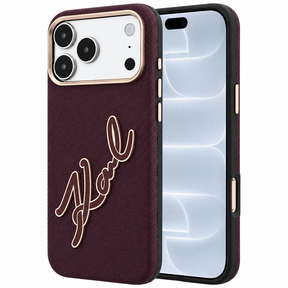 Futrola za Apple iPhone 18 Pro / 17 Pro, Karl Lagerfeld, Smooth Big Resin Signature Logo, Bordo