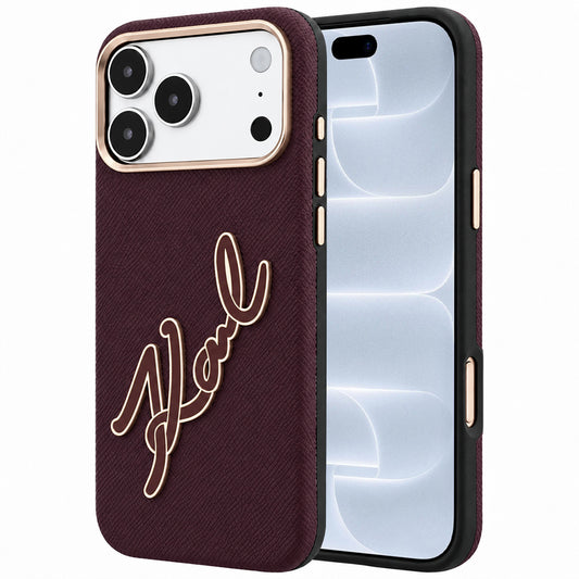 Futrola za Apple iPhone 18 Pro / 17 Pro, Karl Lagerfeld, Smooth Big Resin Signature Logo, Bordo
