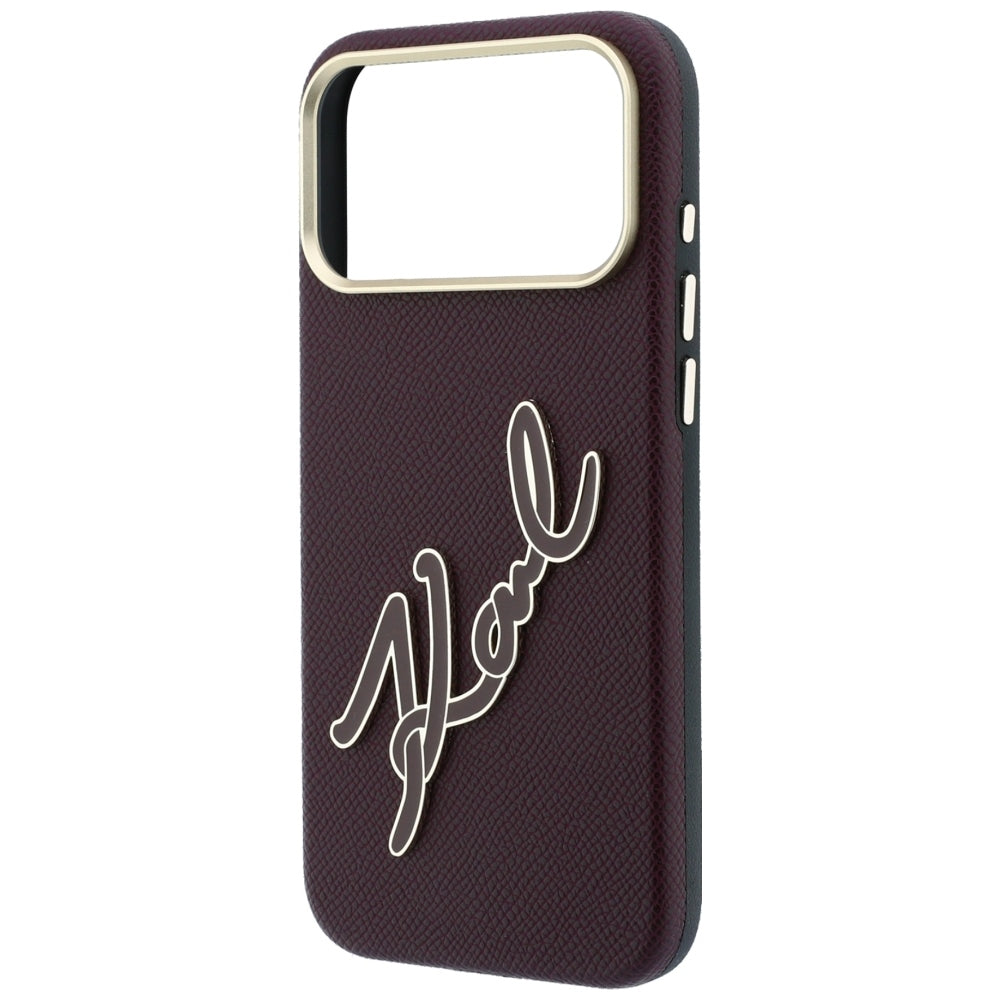 Futrola za Apple iPhone 18 Pro / 17 Pro, Karl Lagerfeld, Smooth Big Resin Signature Logo, Bordo