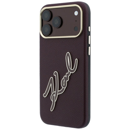 Futrola za Apple iPhone 18 Pro / 17 Pro, Karl Lagerfeld, Smooth Big Resin Signature Logo, Bordo