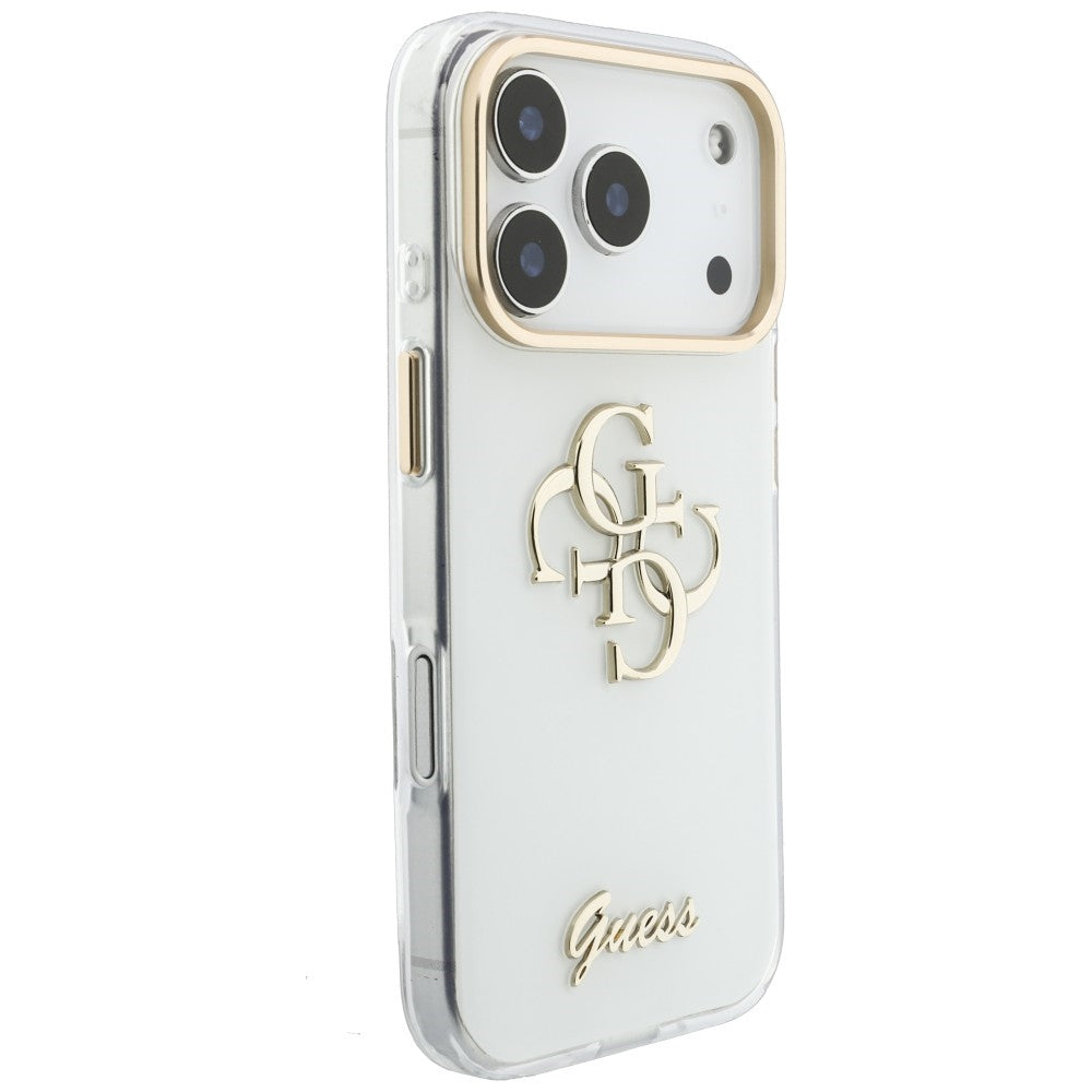 Futrola za Apple iPhone 18 Pro, Guess, IML 4G Metal Script, Bela