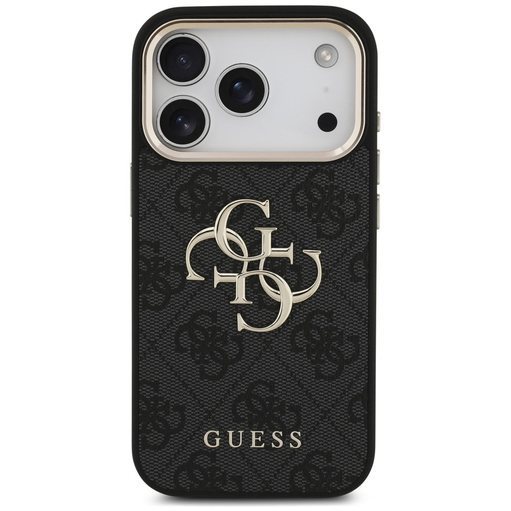 Futrola za Apple iPhone 18 Pro Max / 17 Pro Max, Guess, 4G Classic Logo sa trakom, Crno Zlatna