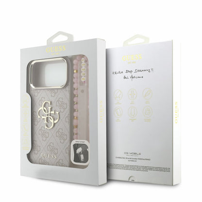 Futrola za Apple iPhone 18 Pro Max / 17 Pro Max, Guess, 4G Classic Logo sa trakom, Roze Zlatna