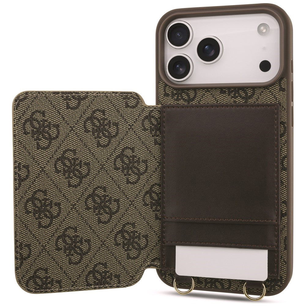 Maska za Apple iPhone 18 Pro Max / 17 Pro Max, Guess, 4G Crossbody Cardslot, braon