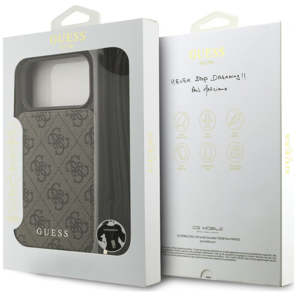 Maska za Apple iPhone 18 Pro Max / 17 Pro Max, Guess, 4G Crossbody Cardslot, braon