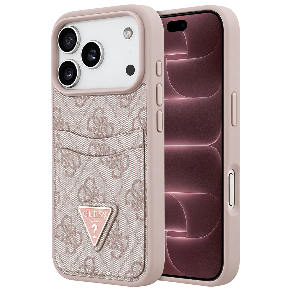 Maska za Apple iPhone 18 Pro Max / 17 Pro Max, Guess, 4G Double Card Triangle, roze