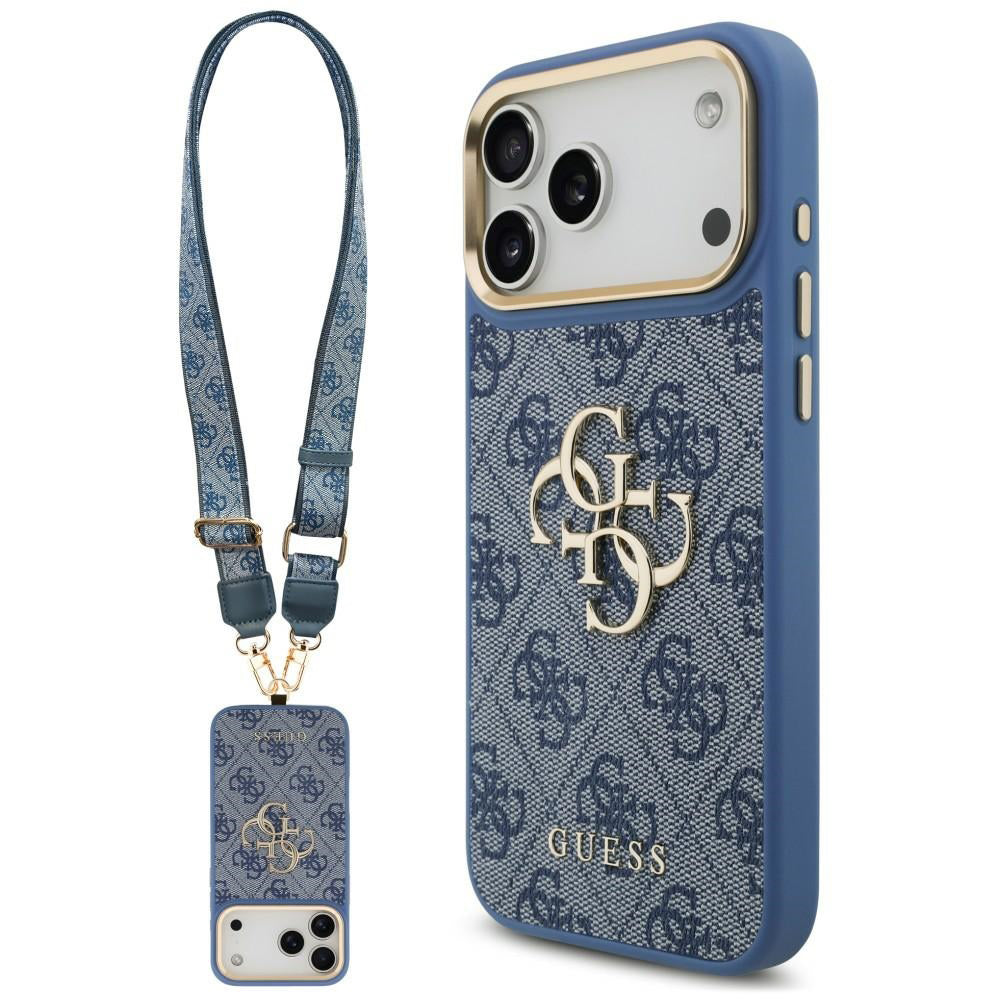 Maska za Apple iPhone 18 Pro Max / 17 Pro Max, Guess, Big 4G Classic Logo & Big Strap Metal Buttons, plava