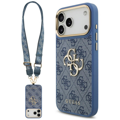 Maska za Apple iPhone 18 Pro Max / 17 Pro Max, Guess, Big 4G Classic Logo & Big Strap Metal Buttons, plava