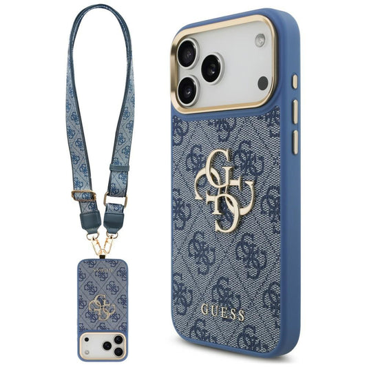 Maska za Apple iPhone 18 Pro Max / 17 Pro Max, Guess, Big 4G Classic Logo & Big Strap Metal Buttons, plava