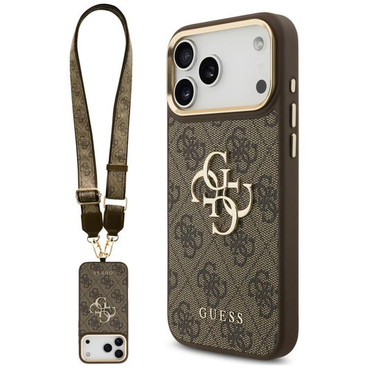 Futrola za Apple iPhone 18 Pro Max / 17 Pro Max, Guess, Big 4G Classic Logo & Big Strap Metal Buttons, braon