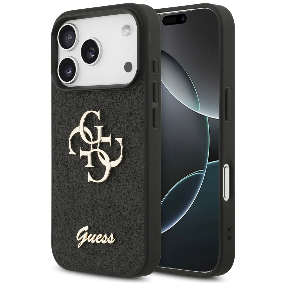 Futrola za Apple iPhone 18 Pro Max / 17 Pro Max, Guess, Fixed Glitter Big 4G, Crna