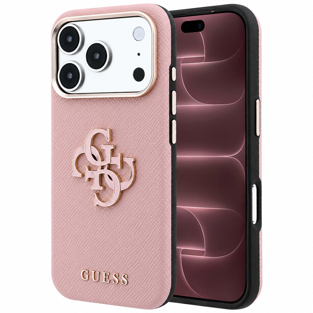 Futrola za Apple iPhone 18 Pro Max / 17 Pro Max, Guess, Grained Big Resin Logo, Roze