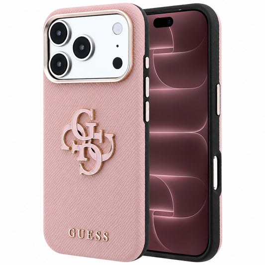Futrola za Apple iPhone 18 Pro Max / 17 Pro Max, Guess, Grained Big Resin Logo, Roze