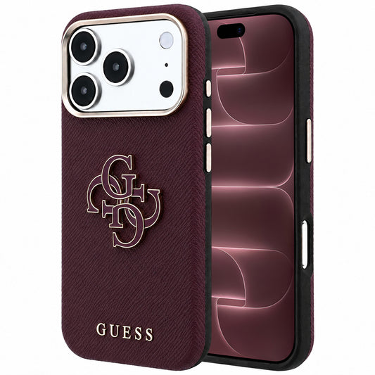 Futrola za Apple iPhone 18 Pro Max / 17 Pro Max, Guess, Grained Big Resin Logo, Bordo