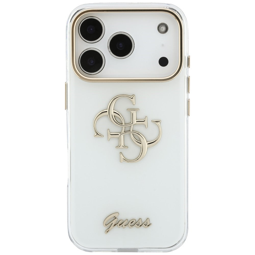Futrola za Apple iPhone 18 Pro Max / 17 Pro Max, Guess, IML 4G Metal Script, Bela