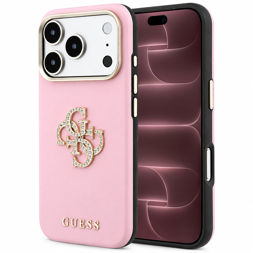 Maska za Apple iPhone 18 Pro Max / 17 Pro Max, Guess, Smooth Big Strass Logo, roze