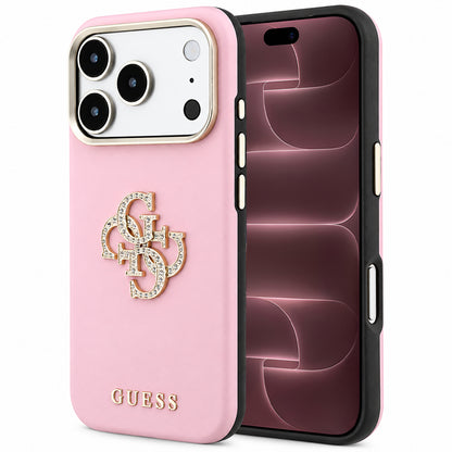 Maska za Apple iPhone 18 Pro Max / 17 Pro Max, Guess, Smooth Big Strass Logo, roze