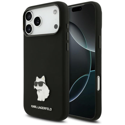 Maska za Apple iPhone 18 Pro Max / 17 Pro Max, Karl Lagerfeld, Choupette Metal Pin, crna