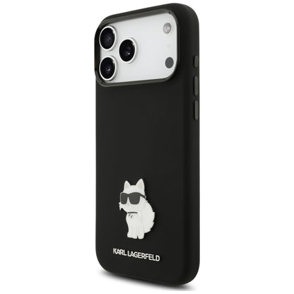 Maska za Apple iPhone 18 Pro Max / 17 Pro Max, Karl Lagerfeld, Choupette Metal Pin, crna