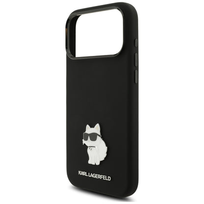 Maska za Apple iPhone 18 Pro Max / 17 Pro Max, Karl Lagerfeld, Choupette Metal Pin, crna