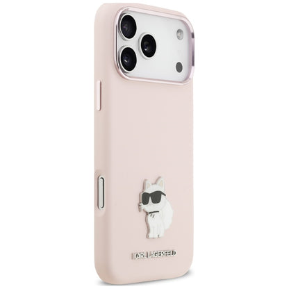 Maska za Apple iPhone 18 Pro Max / 17 Pro Max, Karl Lagerfeld, Choupette Metal Pin, roze