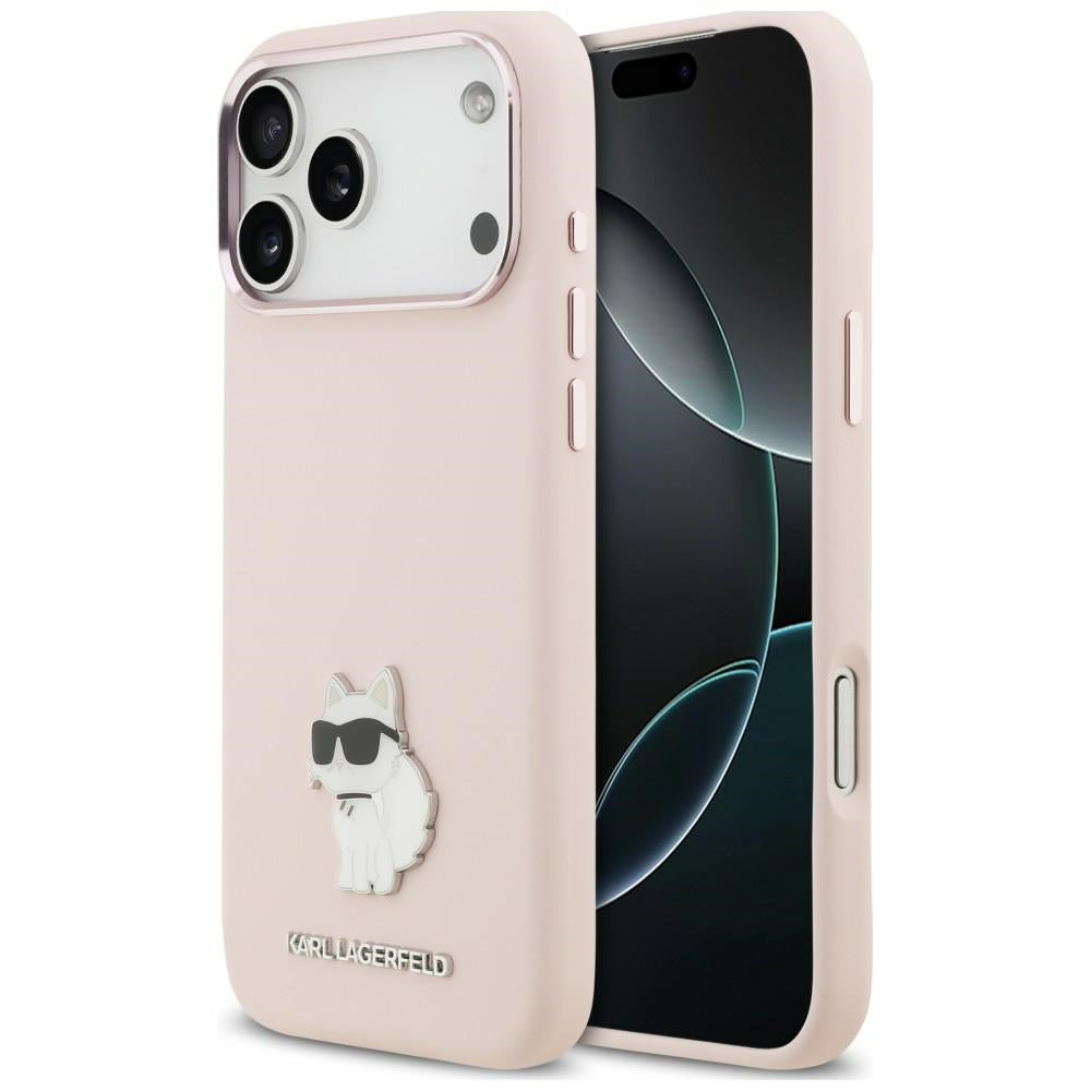 Maska za Apple iPhone 18 Pro Max / 17 Pro Max, Karl Lagerfeld, Choupette Metal Pin, roze