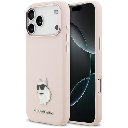 Maska za Apple iPhone 18 Pro Max / 17 Pro Max, Karl Lagerfeld, Choupette Metal Pin, roze