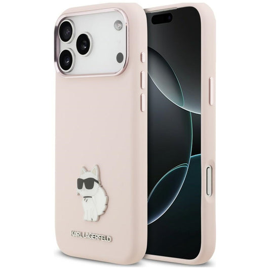 Maska za Apple iPhone 18 Pro Max / 17 Pro Max, Karl Lagerfeld, Choupette Metal Pin, roze