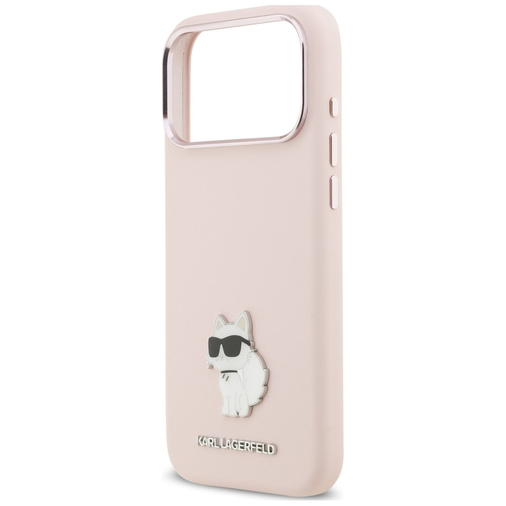 Maska za Apple iPhone 18 Pro Max / 17 Pro Max, Karl Lagerfeld, Choupette Metal Pin, roze