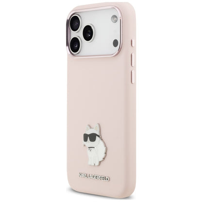 Maska za Apple iPhone 18 Pro Max / 17 Pro Max, Karl Lagerfeld, Choupette Metal Pin, roze