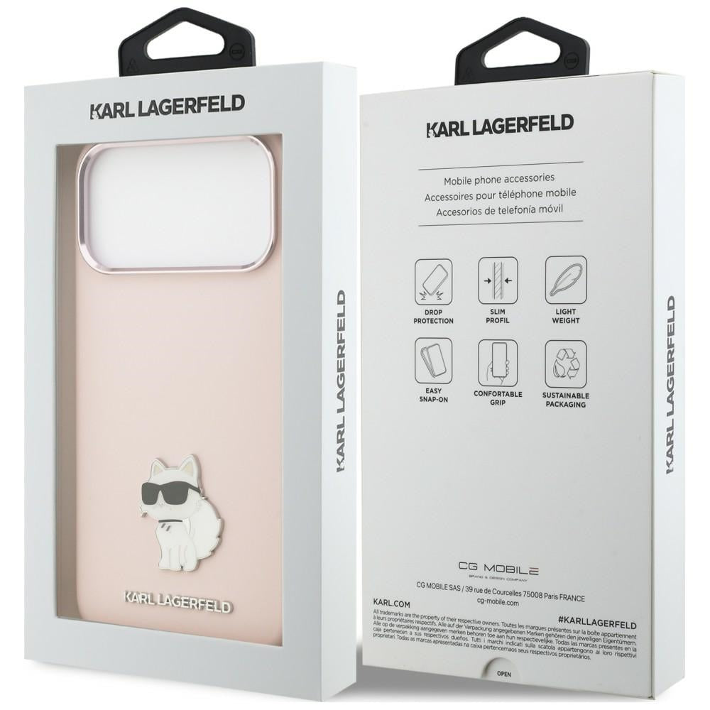 Maska za Apple iPhone 18 Pro Max / 17 Pro Max, Karl Lagerfeld, Choupette Metal Pin, roze