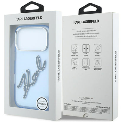 Futrola za Apple iPhone 18 Pro Max / 17 Pro Max, Karl Lagerfeld, IML Big Signature Resin Logo Metal Frame, Plava