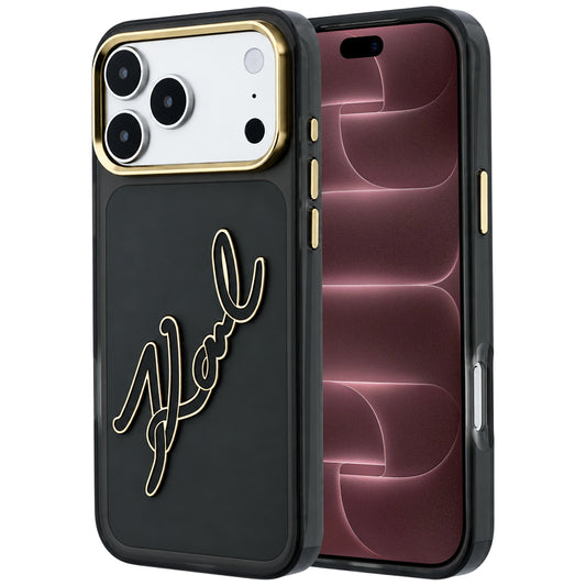Futrola za Apple iPhone 18 Pro Max / 17 Pro Max, Karl Lagerfeld, IML Big Signature Resin Logo Metal Frame, Crna