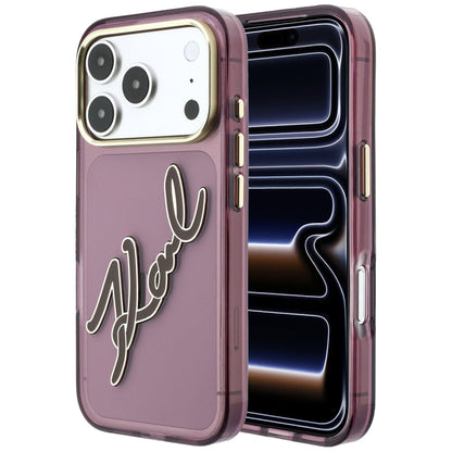 Futrola za Apple iPhone 18 Pro Max / 17 Pro Max, Karl Lagerfeld, IML Big Signature Resin Logo Metal Frame, Bordo