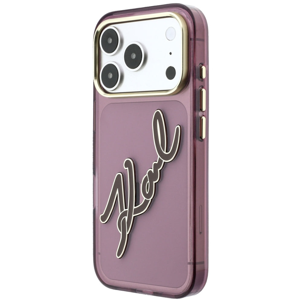 Futrola za Apple iPhone 18 Pro Max / 17 Pro Max, Karl Lagerfeld, IML Big Signature Resin Logo Metal Frame, Bordo