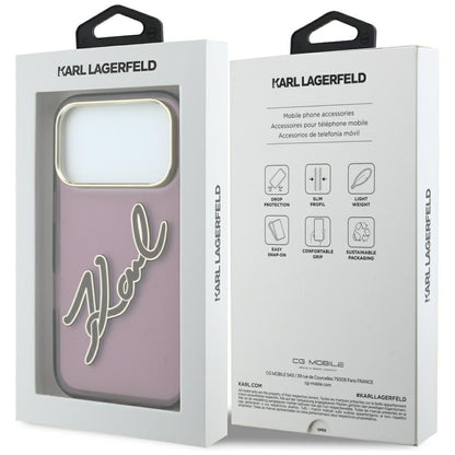 Futrola za Apple iPhone 18 Pro Max / 17 Pro Max, Karl Lagerfeld, IML Big Signature Resin Logo Metal Frame, Bordo