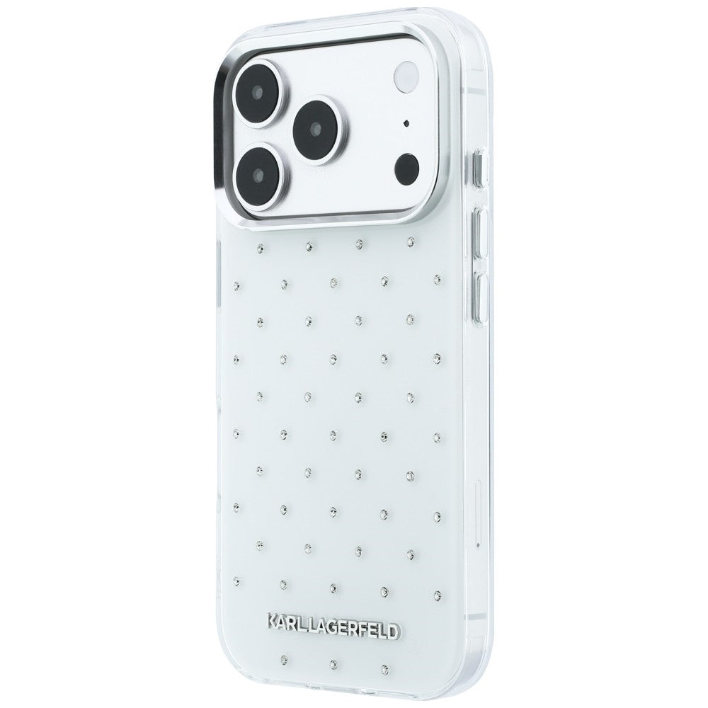 Futrola za Apple iPhone 18 Pro Max / 17 Pro Max, Karl Lagerfeld, IML Rhinestones and Electroplated Logo, Bela