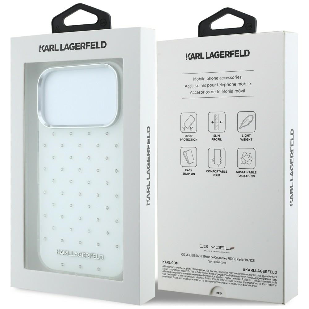 Futrola za Apple iPhone 18 Pro Max / 17 Pro Max, Karl Lagerfeld, IML Rhinestones and Electroplated Logo, Bela