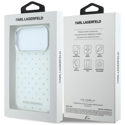 Futrola za Apple iPhone 18 Pro Max / 17 Pro Max, Karl Lagerfeld, IML Rhinestones and Electroplated Logo, Bela
