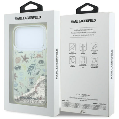 Futrola za Apple iPhone 18 Pro Max / 17 Pro Max, Karl Lagerfeld, Liquid Glitter Beach and Sand, Bež