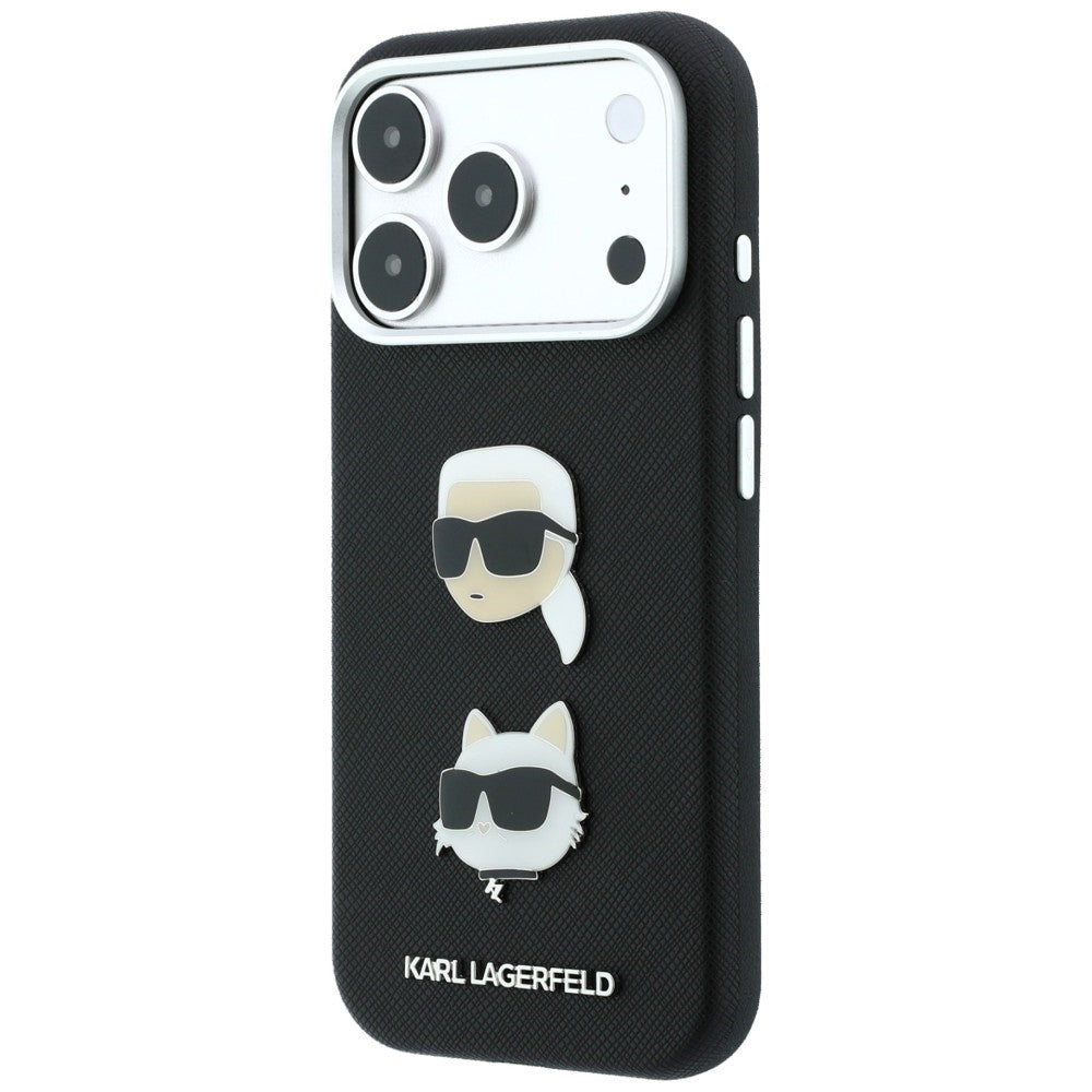 Futrola za Apple iPhone 18 Pro Max / 17 Pro Max, Karl Lagerfeld, Saffiano Crossbody Karl & Choupette Head's Pins Logo, crna