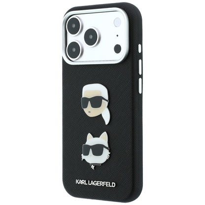 Futrola za Apple iPhone 18 Pro Max / 17 Pro Max, Karl Lagerfeld, Saffiano Crossbody Karl & Choupette Head's Pins Logo, crna