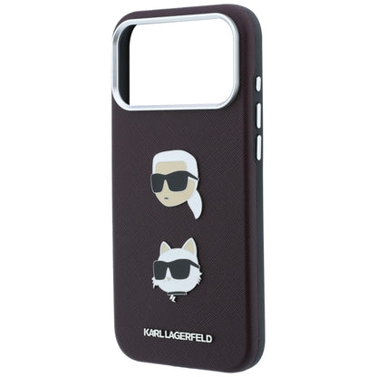 Futrola za Apple iPhone 18 Pro Max / 17 Pro Max, Karl Lagerfeld, Saffiano sa Karl & Choupette Head's Pin i Logom, Bordo