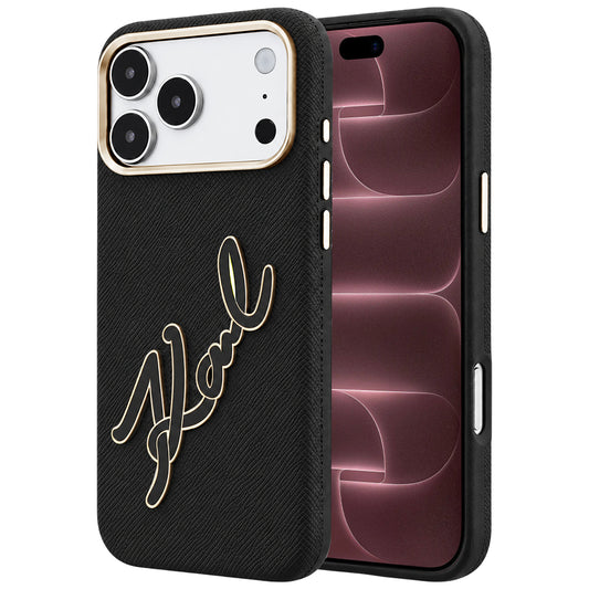 Futrola za Apple iPhone 18 Pro Max / 17 Pro Max, Karl Lagerfeld, Smooth Big Resin Signature Logo, Crna